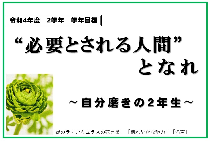 令和4年度　2学年目標