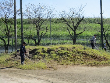 おやじの会の除草作業